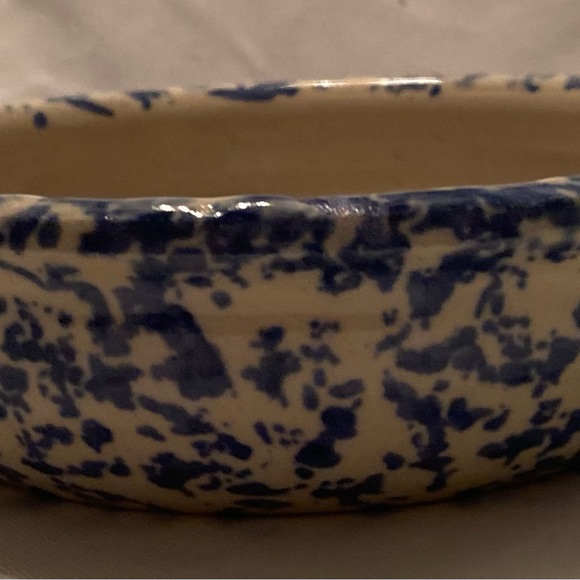 Casey Pottery Bowl Blue Heart Pattern Hand Turned - Picture 2 of 3